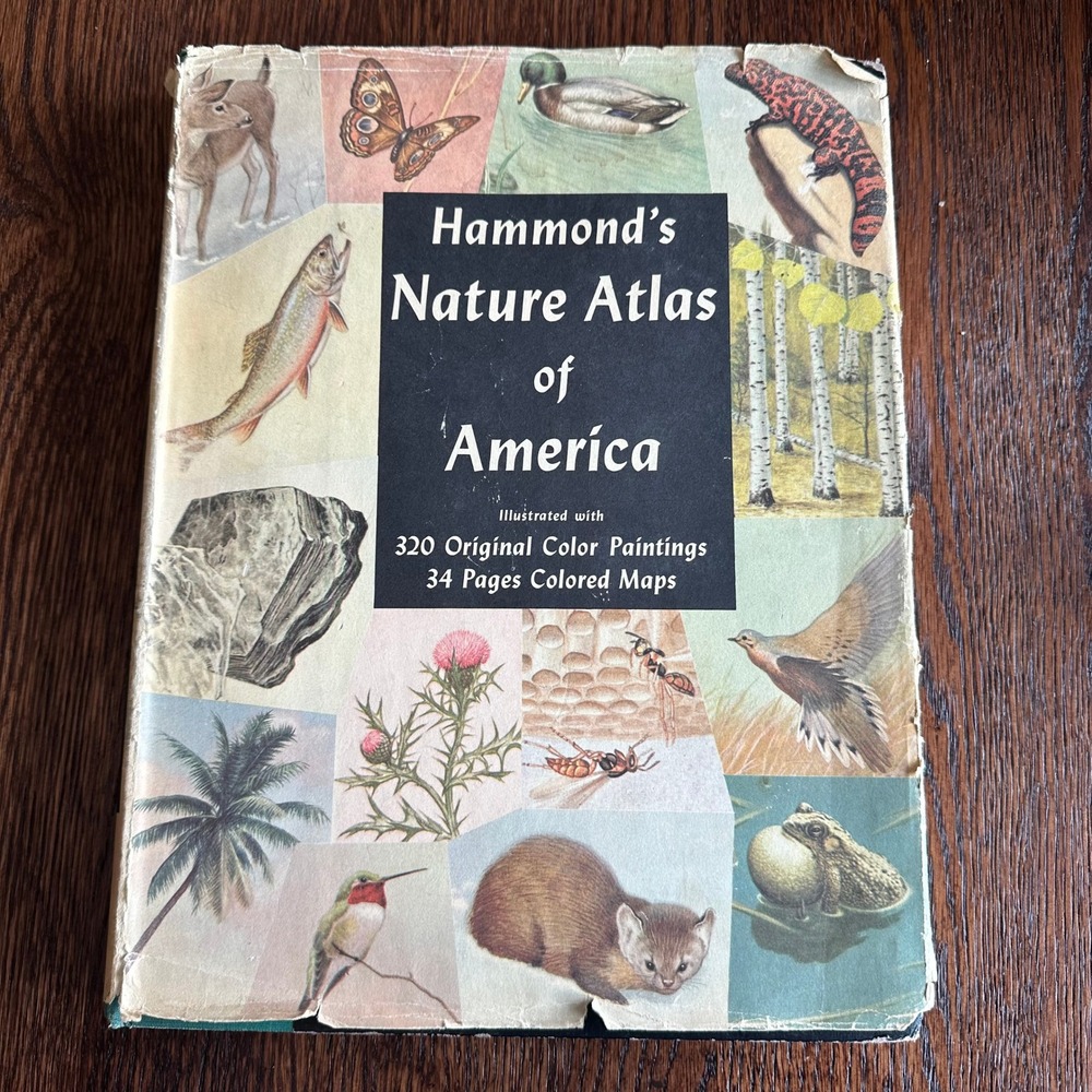 Hammonds Nature Atlas of America EL Jordan Vintage Hardcover Color Illustrations